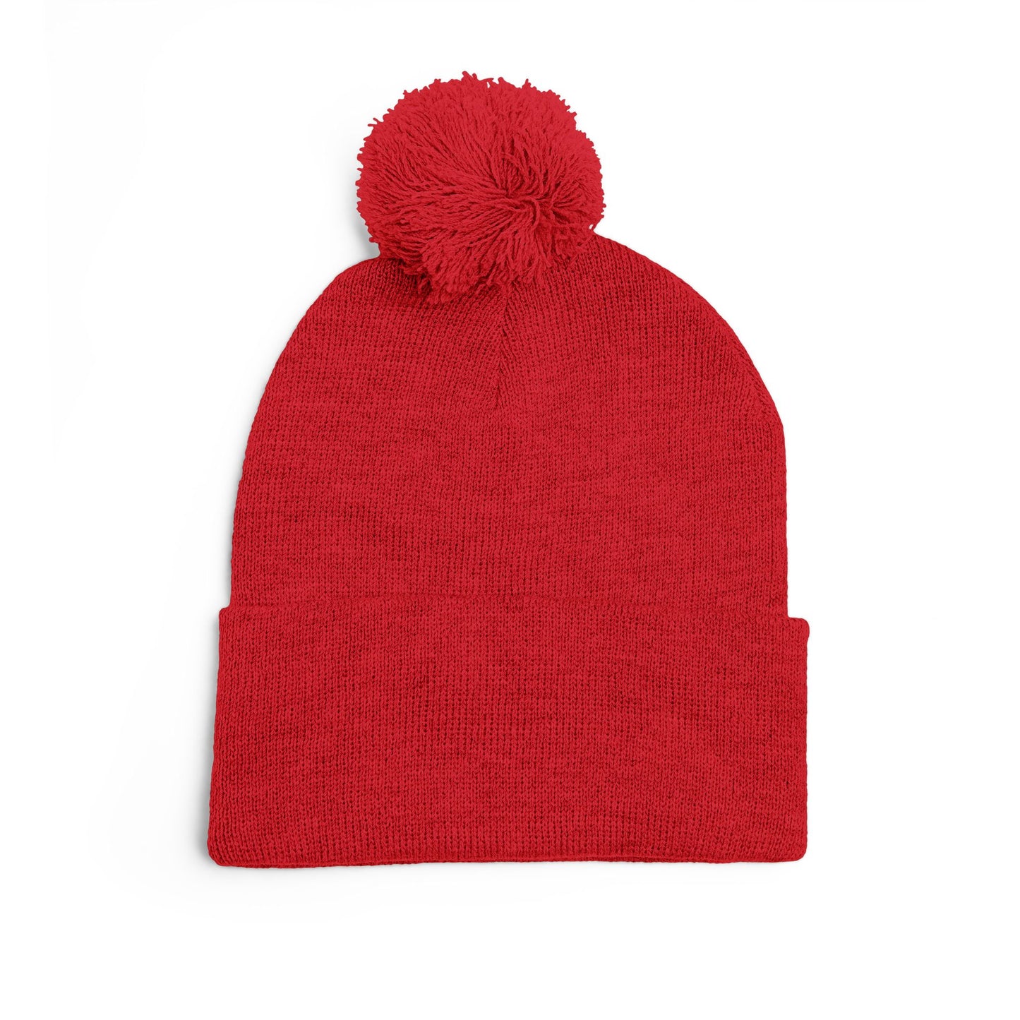 Embroidered Pom-Pom Knit Cap — Cozy Grey Beanie with 'RUBBER LAB' Logo