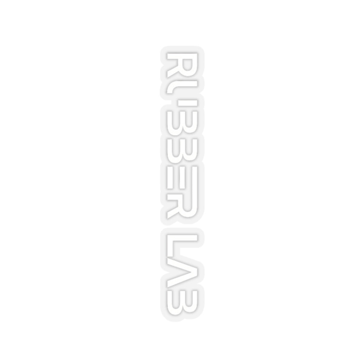 Vertical 'RUBBER LAB' Minimal White Kiss-Cut Sticker – Laptop Decal