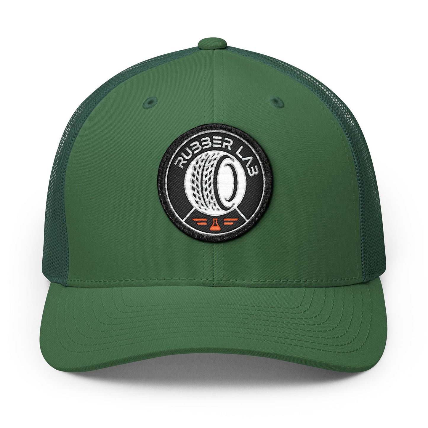 Embroidered Trucker Hat — Rubber Lab Tire Patch Snapback