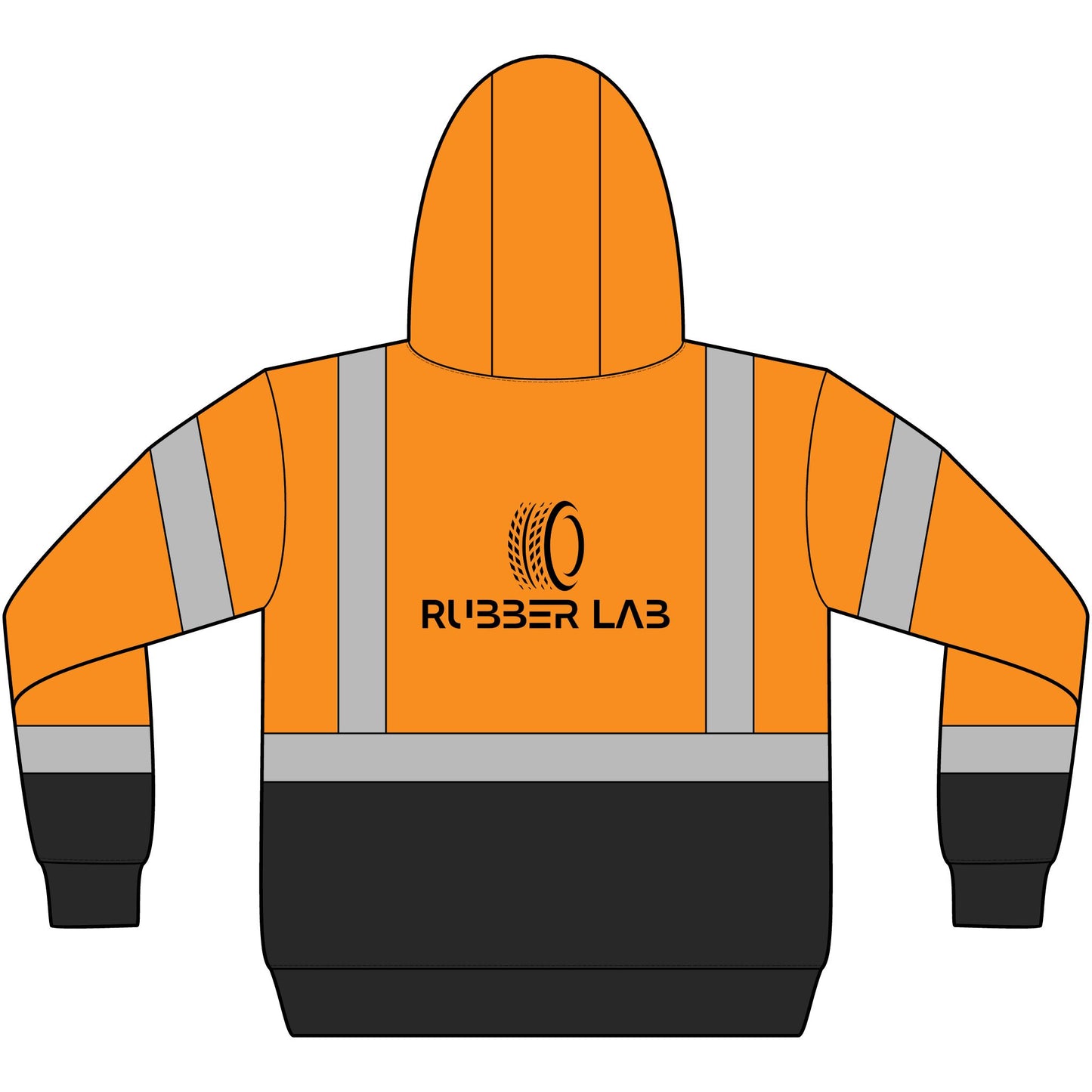 High-Visibility Work Hoodie — ANSI Class 3 Fleece Pullover with Reflective Stripes (Rubber Lab Logo)