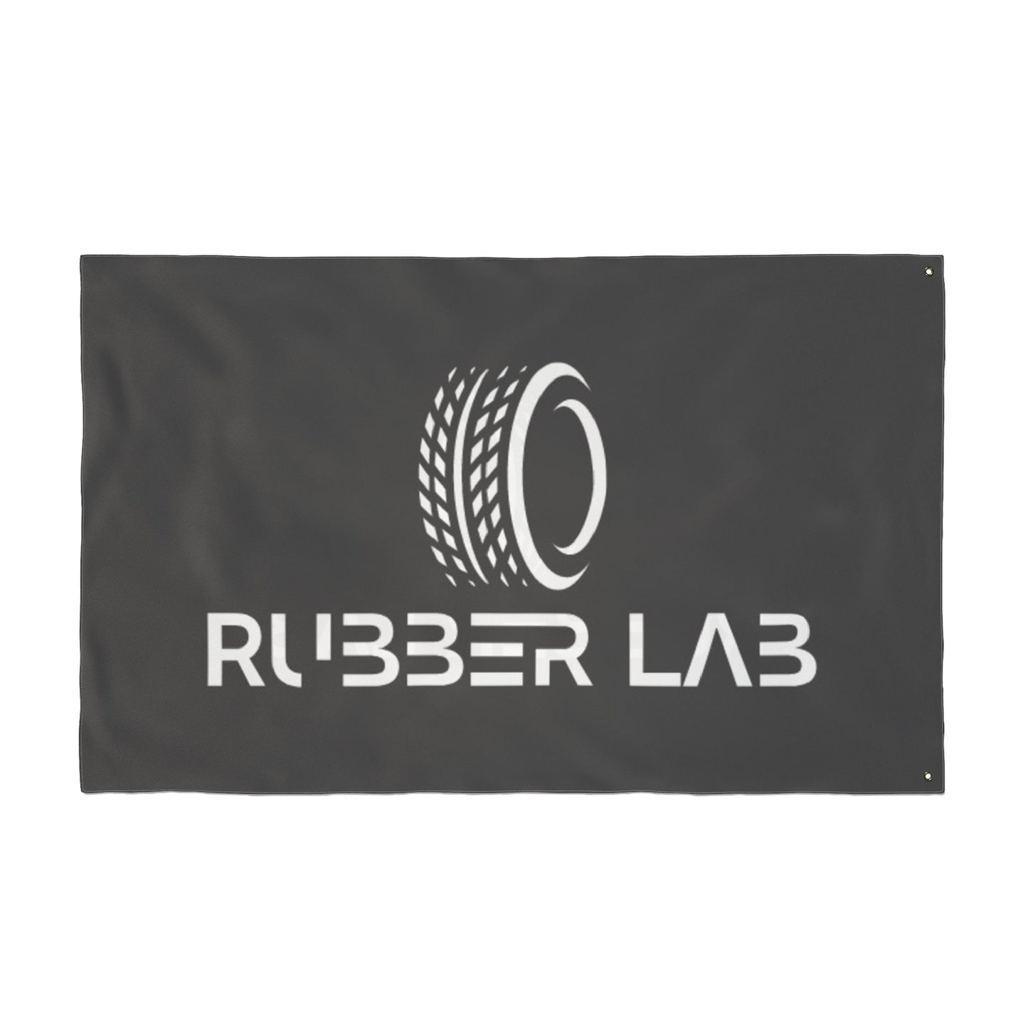 Garage Flag – Double-Sided 'Rubber Lab' Tire Logo Banner