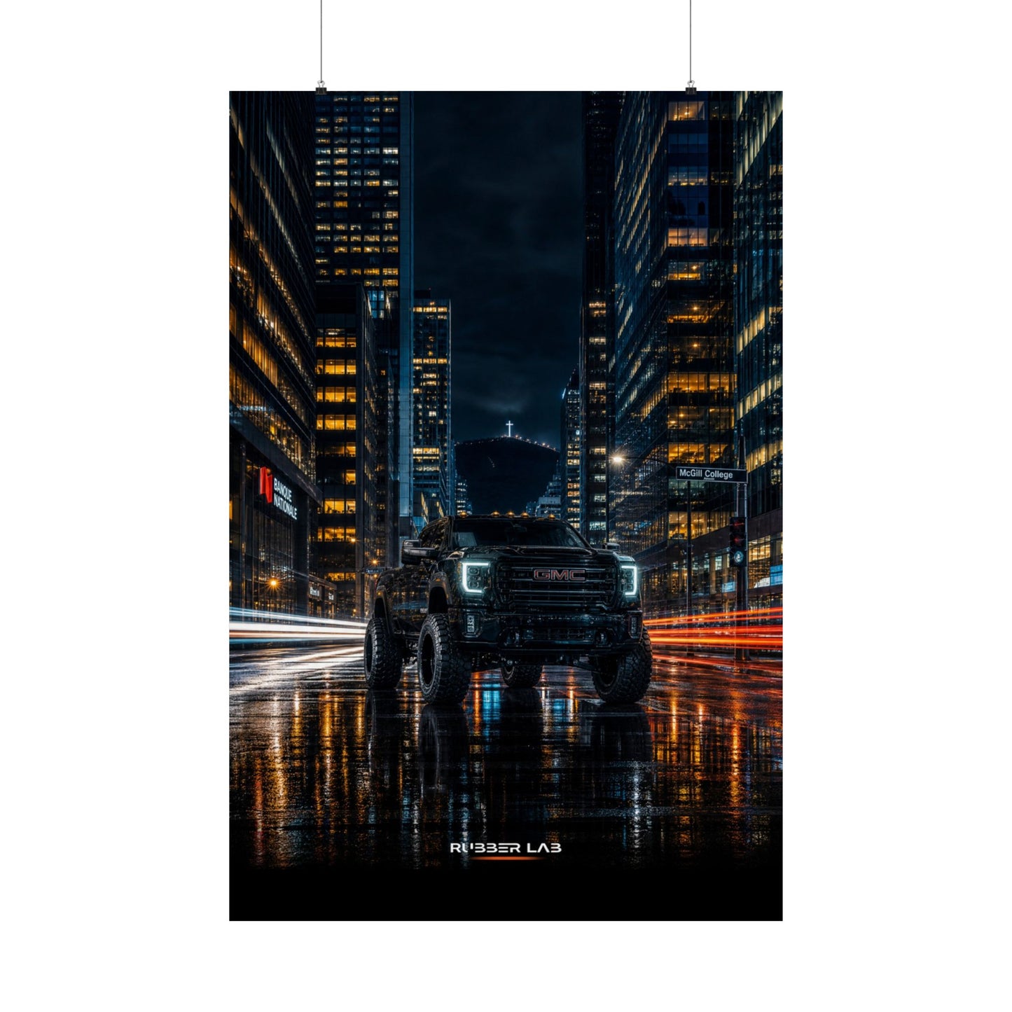 Matte Vertical Poster — Urban Night Truck Cityscape