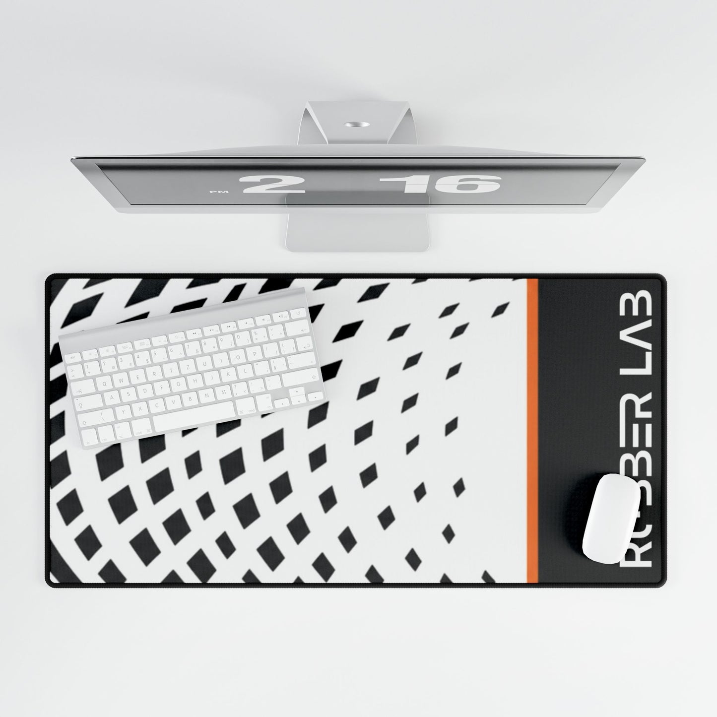 Rubber Lab Swirl Gaming Desk Mat – Large Mousepad with Modern Black & White Spiral Design