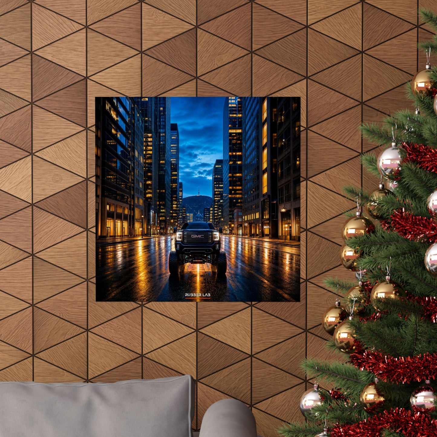 Matte Vertical Poster — Urban Night Truck Cityscape