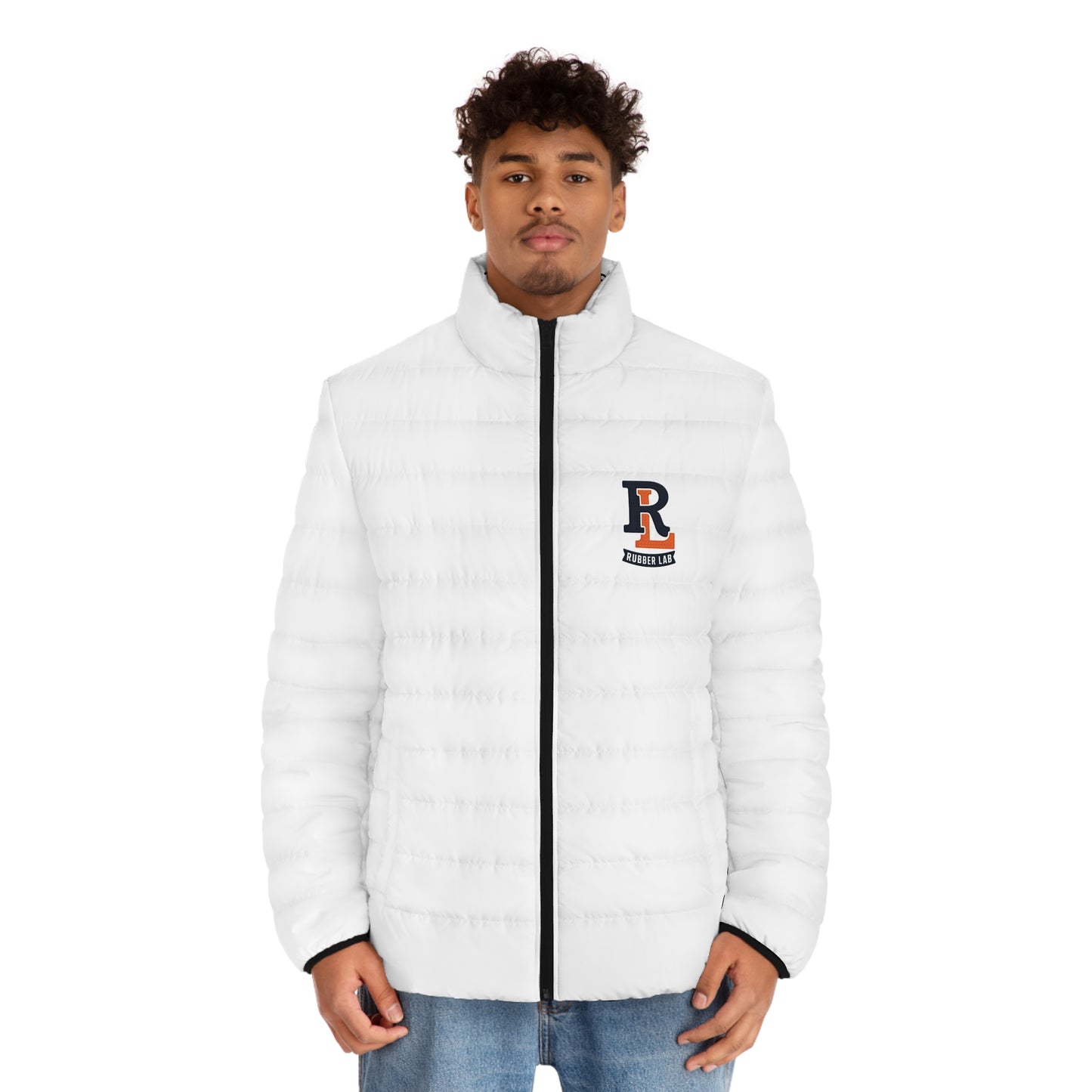 Rubber Lab Logo Puffer Jacket — Men's Lightweight Quilted Coat