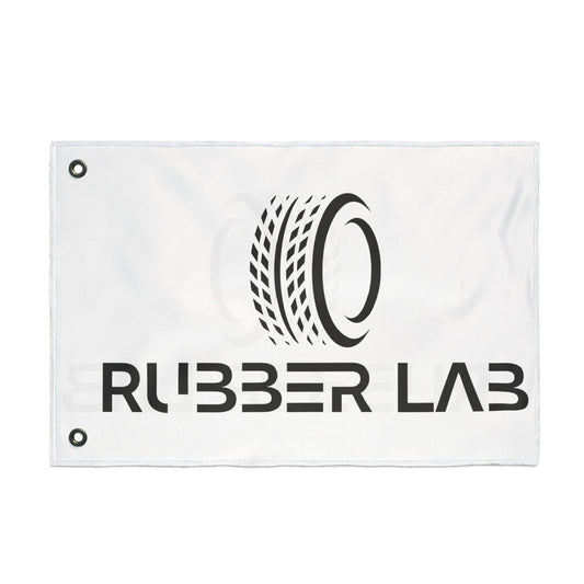 Rubber Lab Logo Flag — Double-Sided Automotive Garage Banner