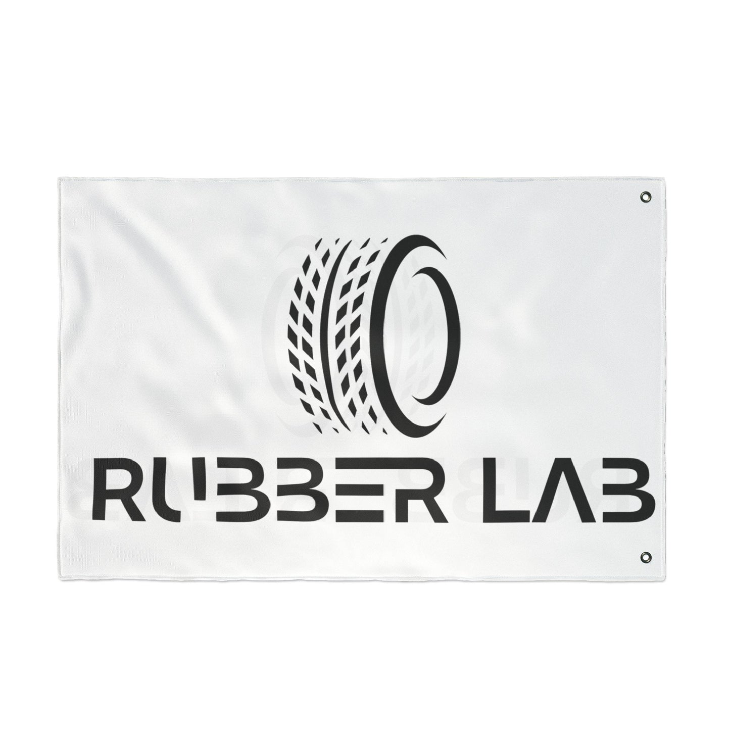 Rubber Lab Logo Flag — Double-Sided Automotive Garage Banner