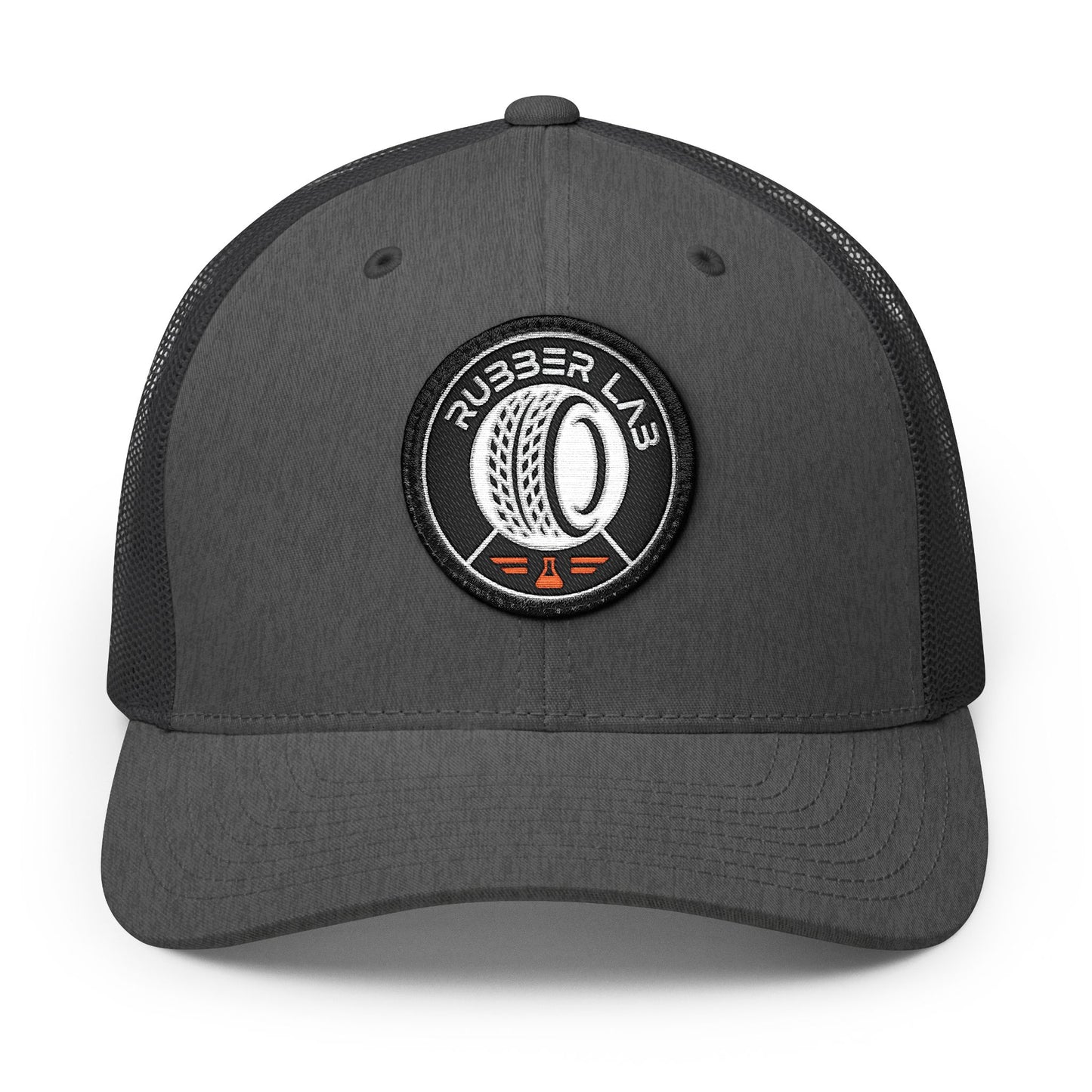 Embroidered Trucker Hat — Rubber Lab Tire Patch Snapback