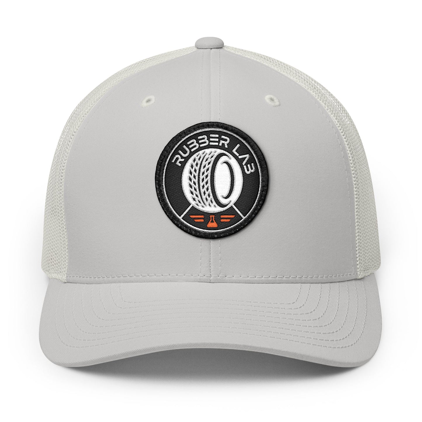 Embroidered Trucker Hat — Rubber Lab Tire Patch Snapback