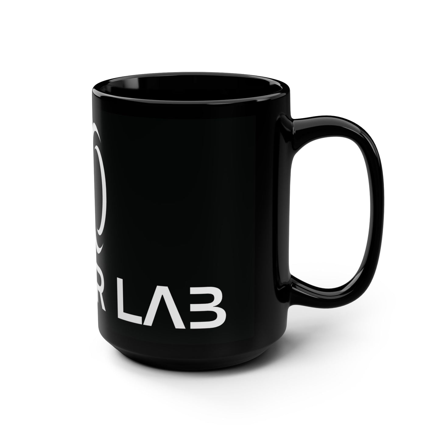 Ribber Lab Black 15oz Coffee Mug — Tire Logo Ceramic Mug for Car Enthusiasts