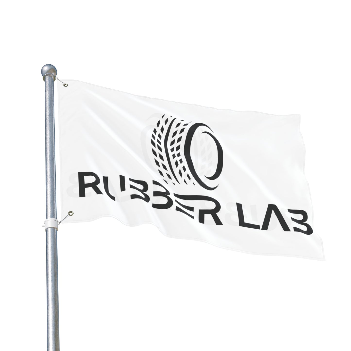 Rubber Lab Logo Flag — Double-Sided Automotive Garage Banner