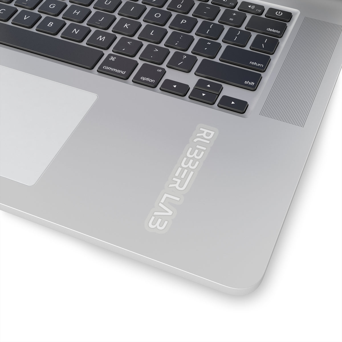 Vertical 'RUBBER LAB' Minimal White Kiss-Cut Sticker – Laptop Decal