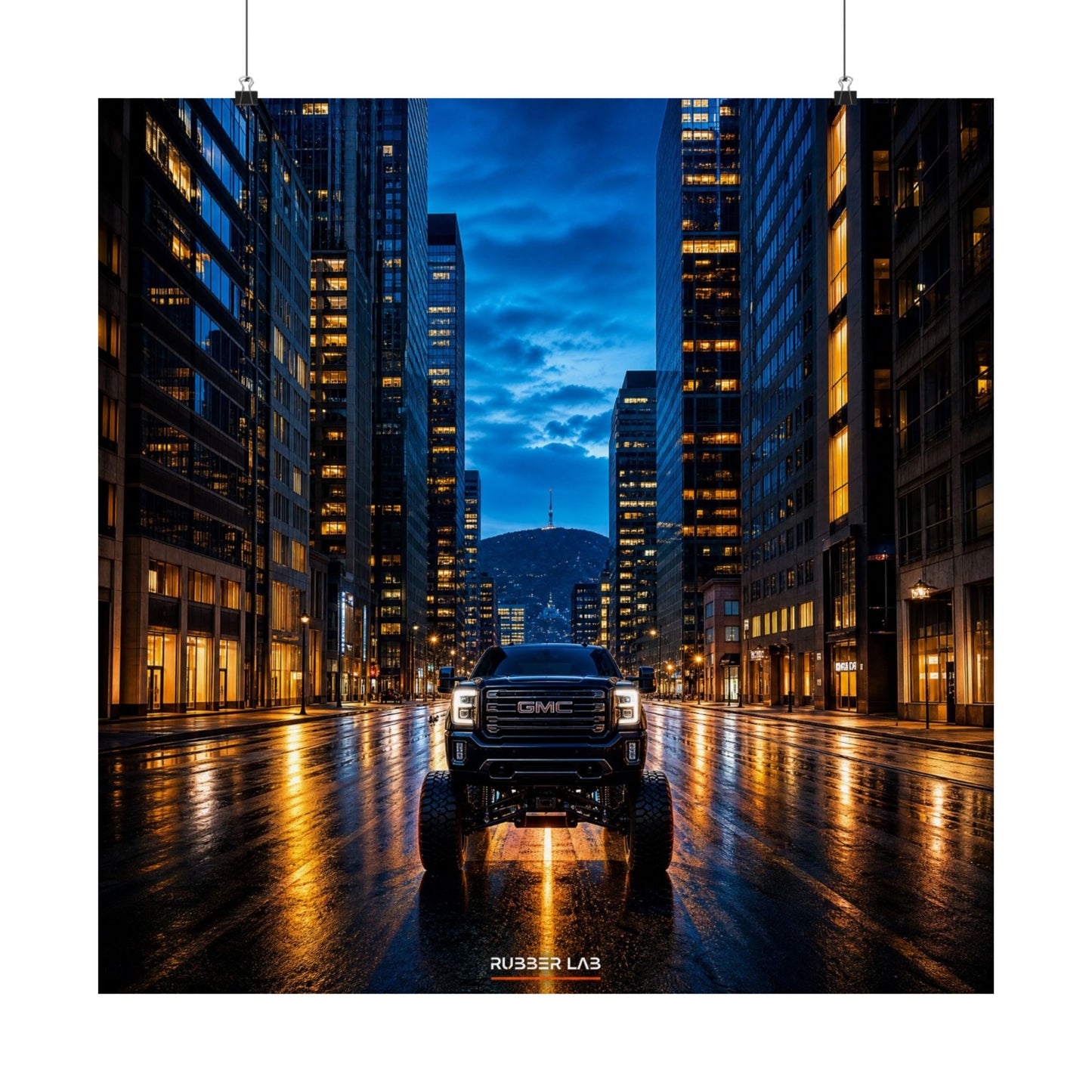 Matte Vertical Poster — Urban Night Truck Cityscape