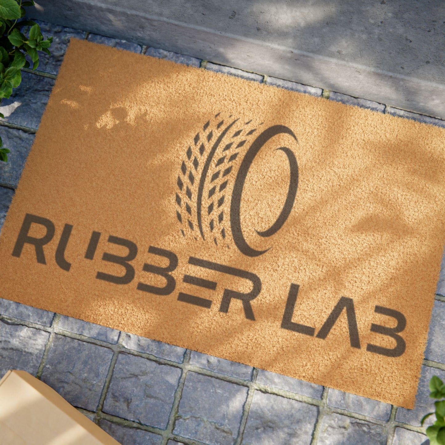 Rubber Lab Coir Doormat – Tire Logo Welcome Mat for Garage & Auto Shops
