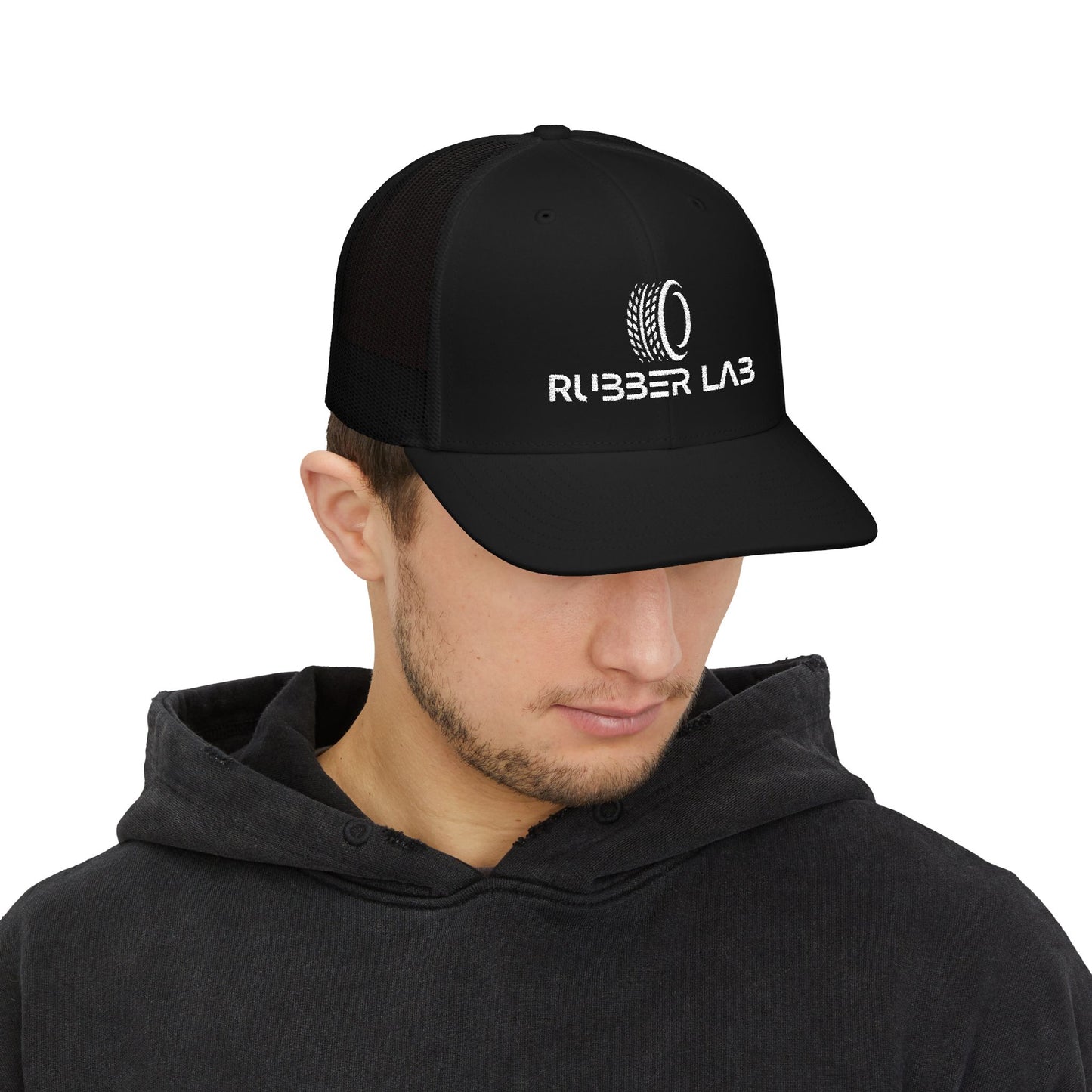Rubber Lab Snapback Trucker Cap – Mechanic & Tire Shop Logo Hat