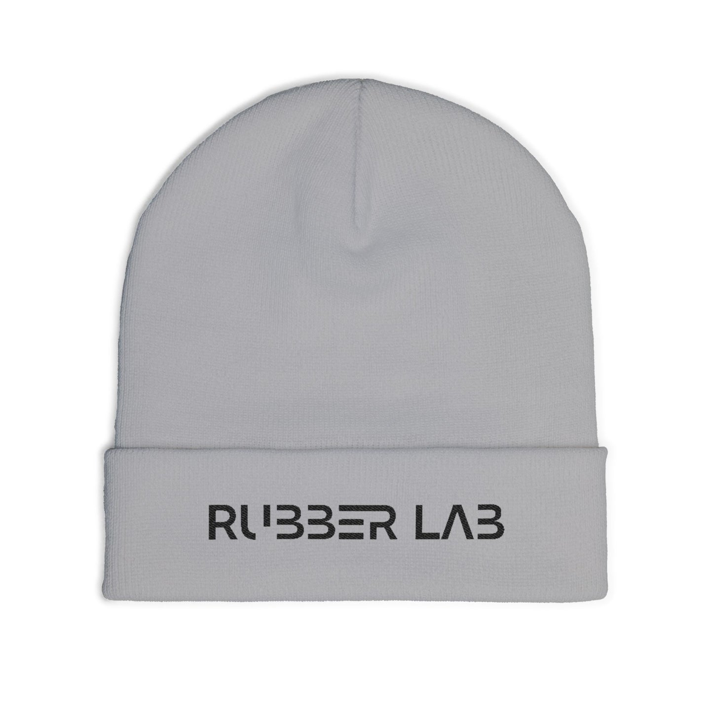 Embroidered 'RUBBER LAB' Knit Beanie — Warm Winter Hat for Tech & Lab Enthusiasts