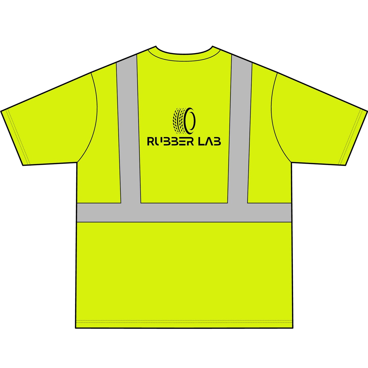 ANSI Class 2 High-Visibility Orange Safety Tee — 'Rubber Lab' Tire Logo