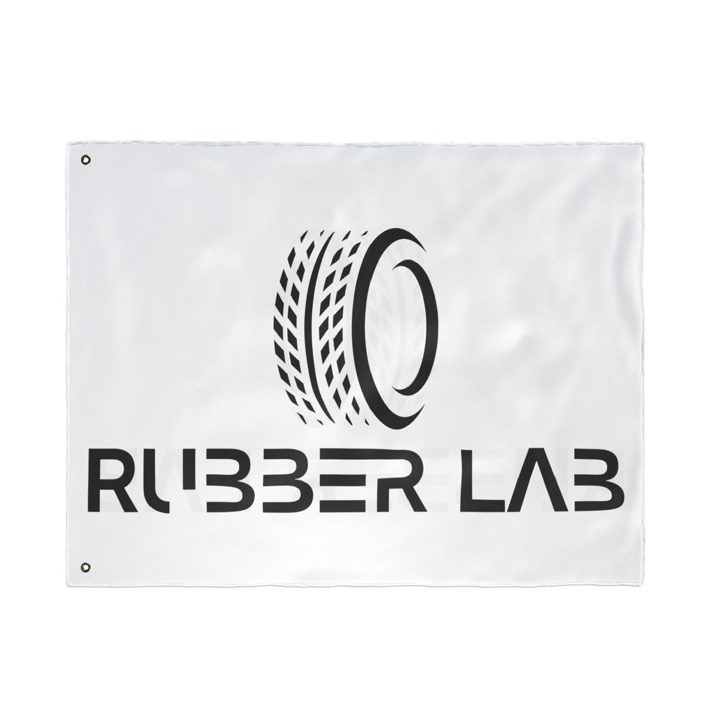 Rubber Lab Logo Flag — Double-Sided Automotive Garage Banner