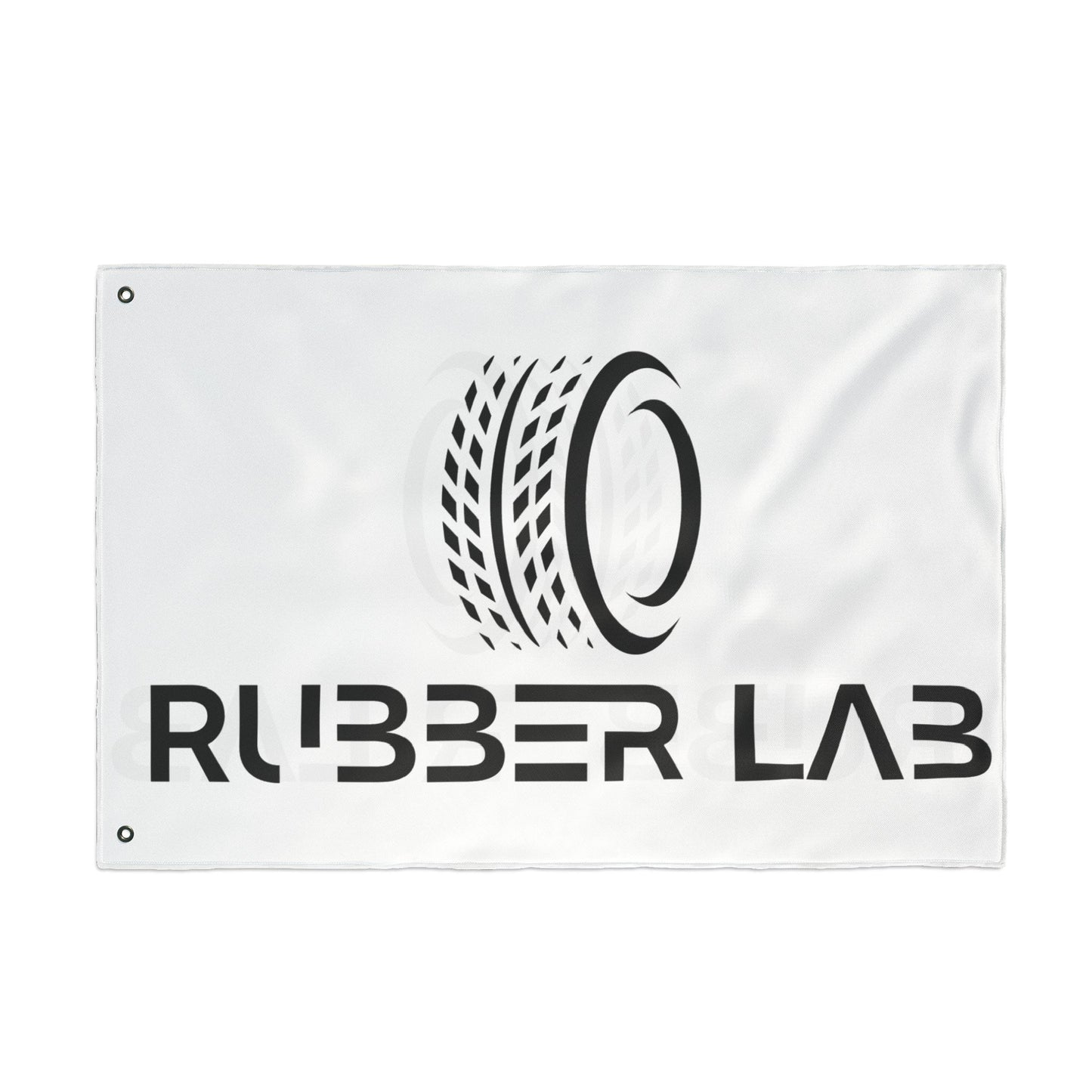 Rubber Lab Logo Flag — Double-Sided Automotive Garage Banner