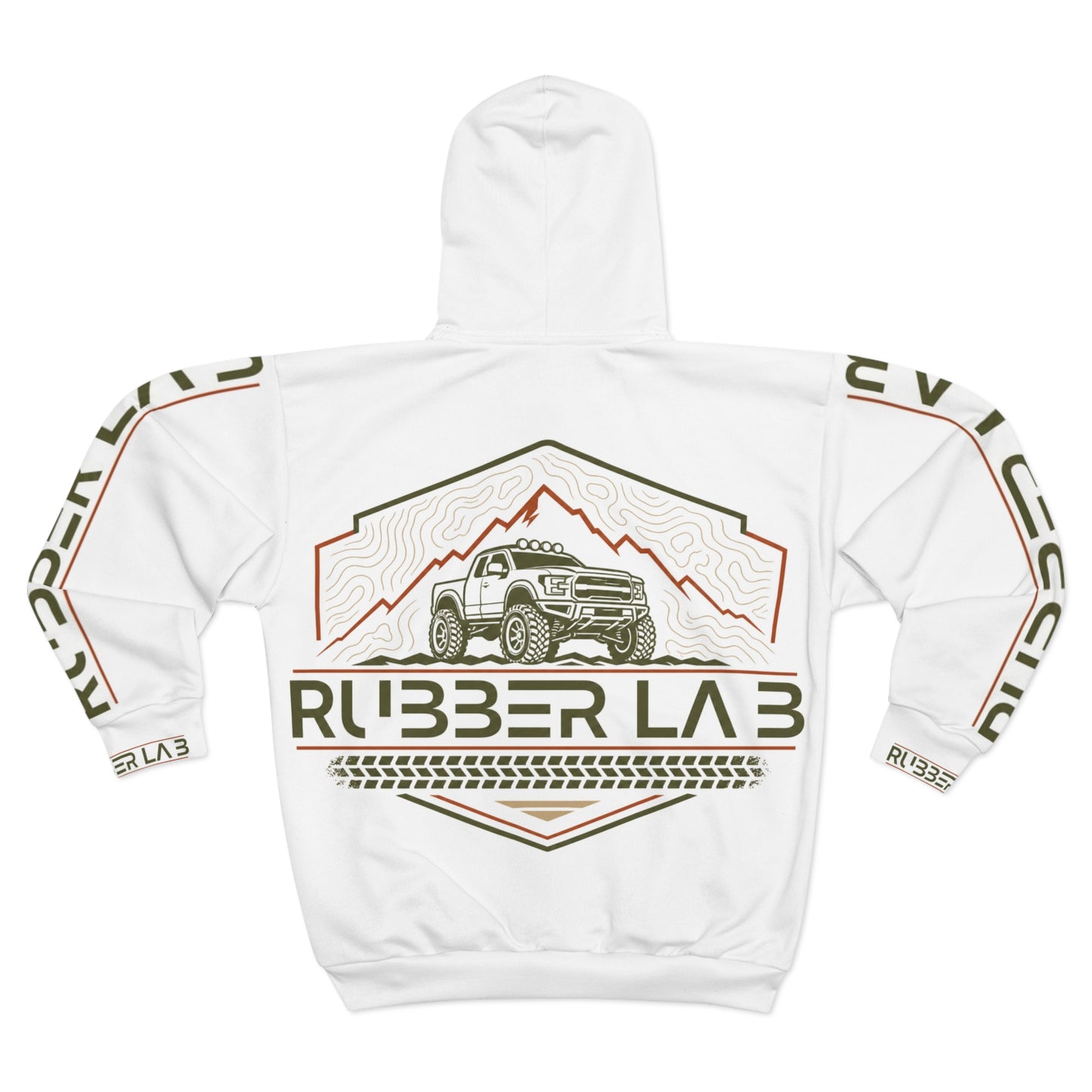 Rubber Lab Off-Road Zip Hoodie — 4x4 Adventure Truck Graphic