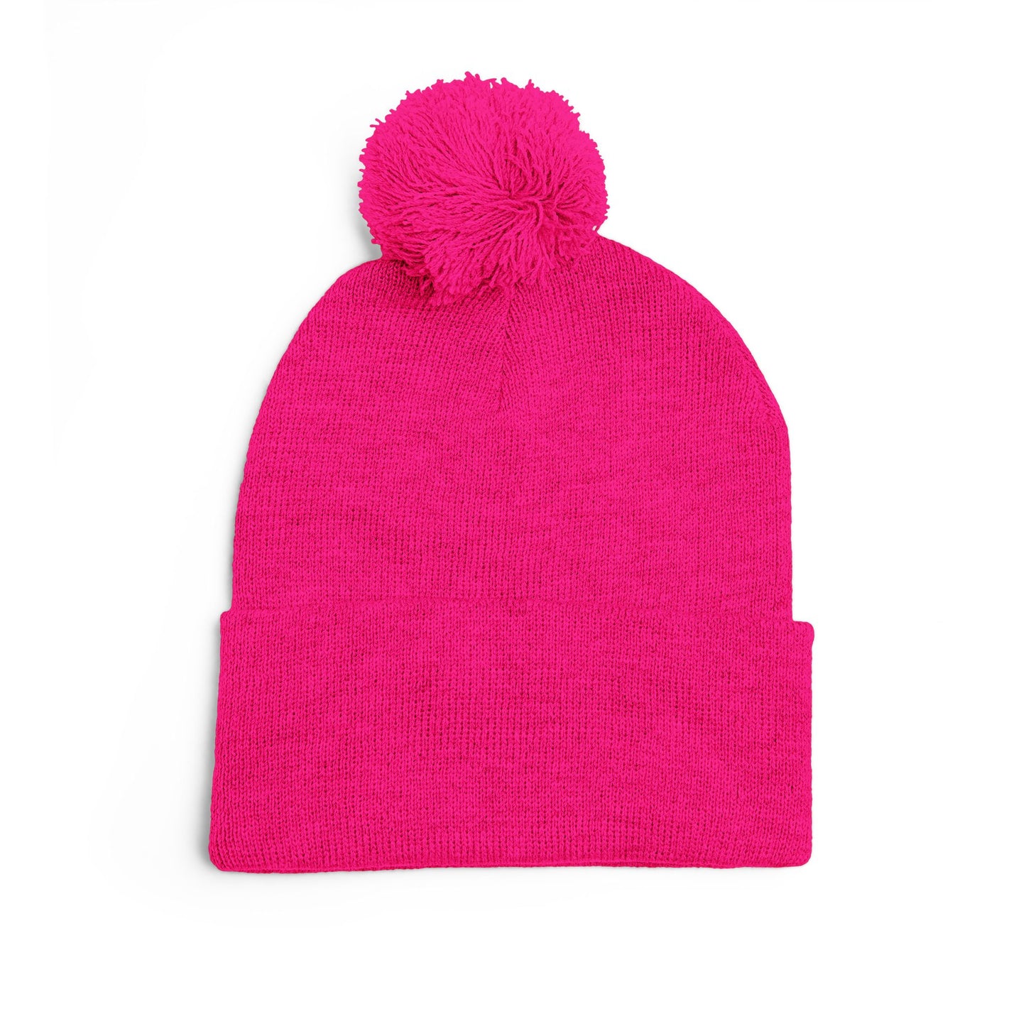 Embroidered Pom-Pom Knit Cap — Cozy Grey Beanie with 'RUBBER LAB' Logo