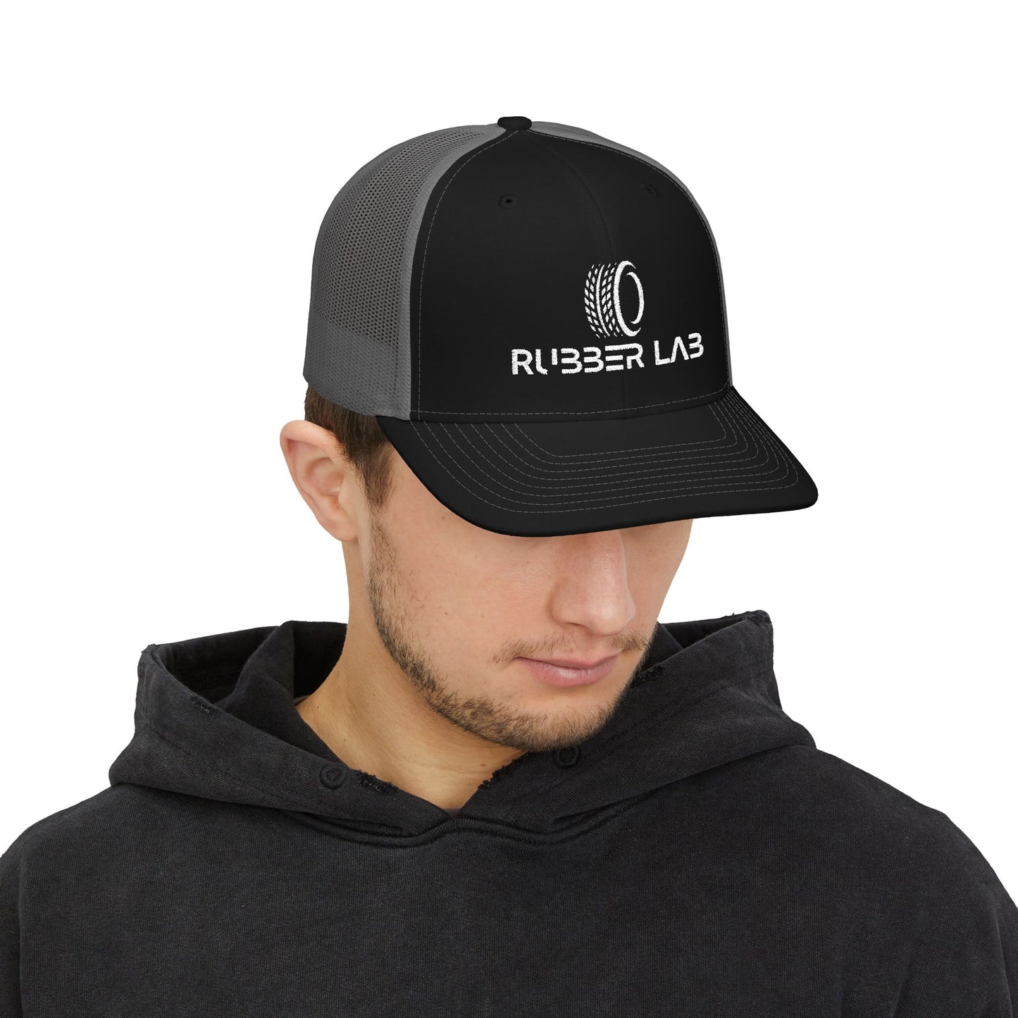 Rubber Lab Snapback Trucker Cap – Mechanic & Tire Shop Logo Hat