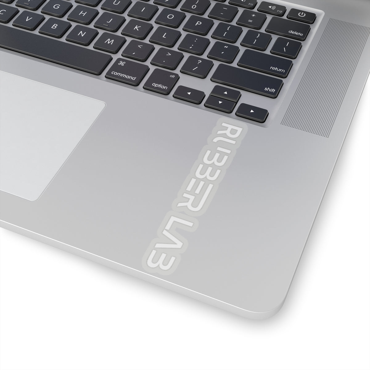 Vertical 'RUBBER LAB' Minimal White Kiss-Cut Sticker – Laptop Decal