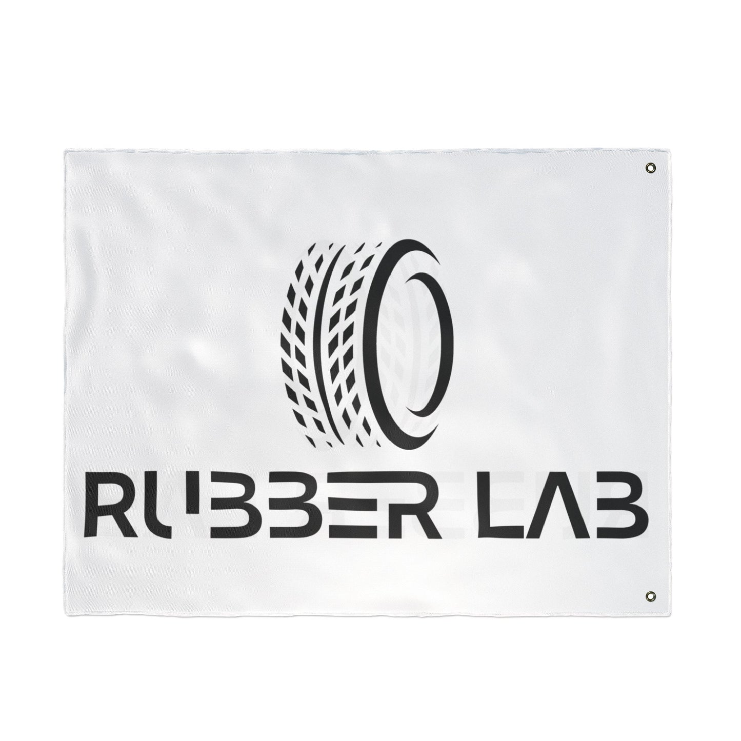Rubber Lab Logo Flag — Double-Sided Automotive Garage Banner
