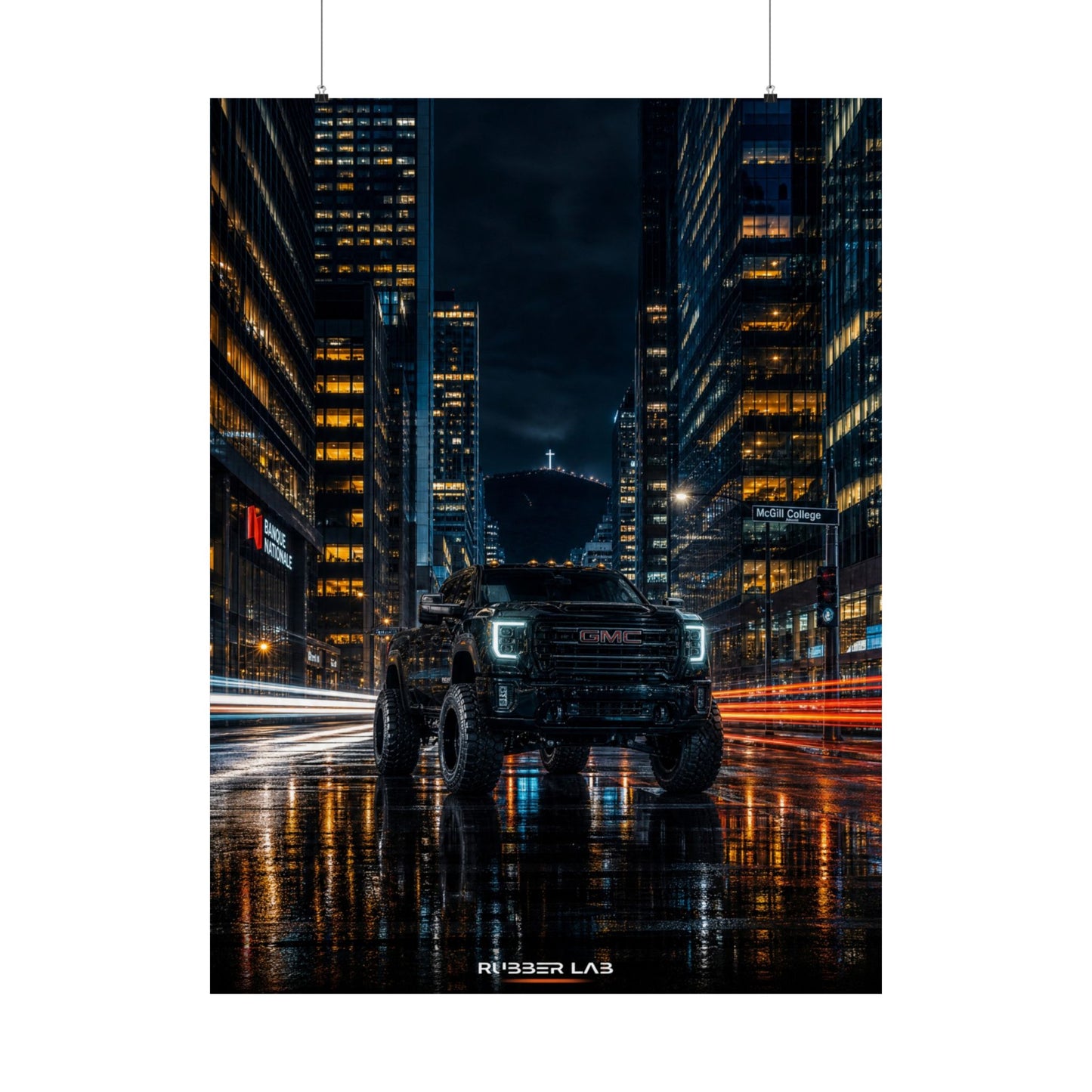 Matte Vertical Poster — Urban Night Truck Cityscape