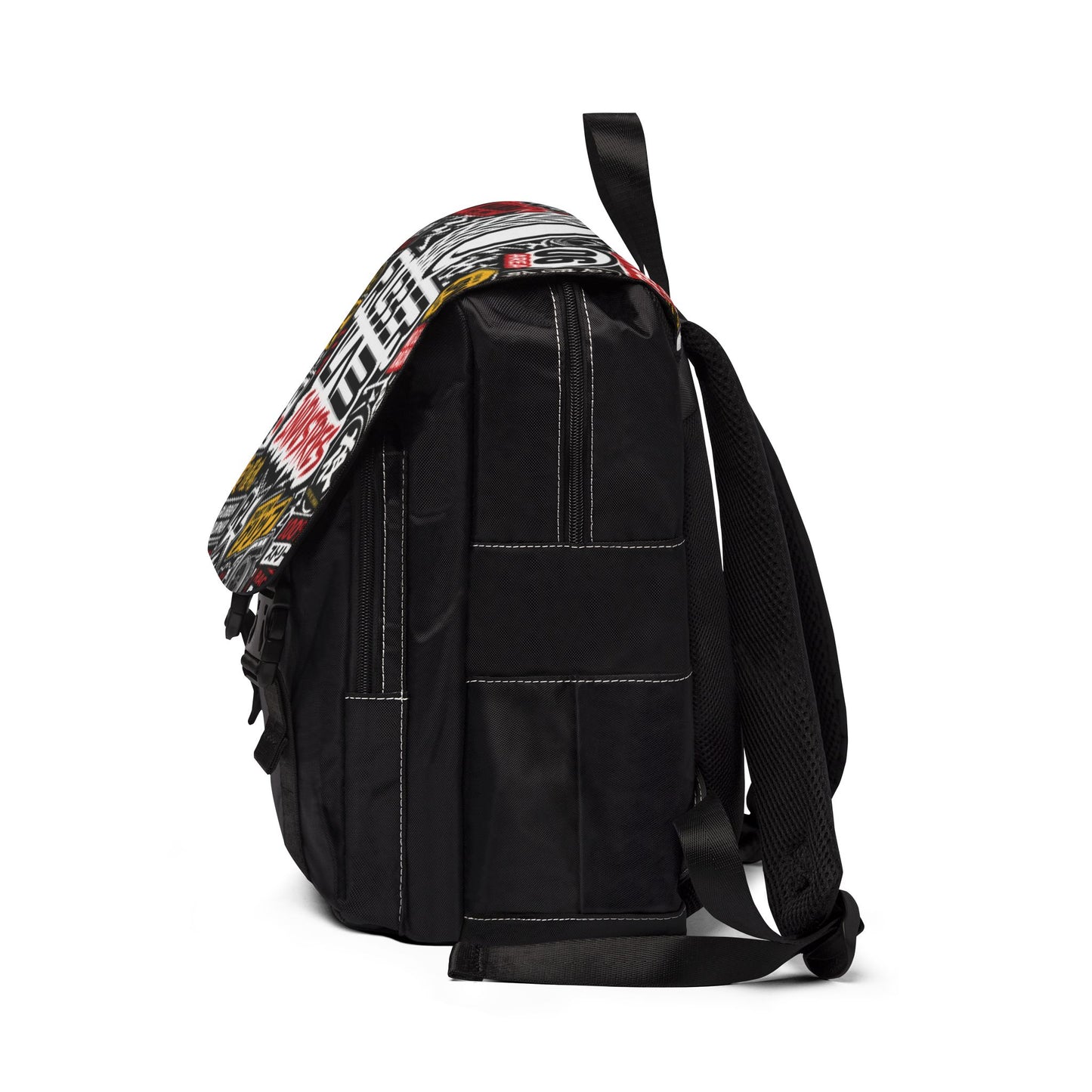 Rubber Lab Industries Graphic Backpack – Streetwear Sticker-Logo Travel Bag