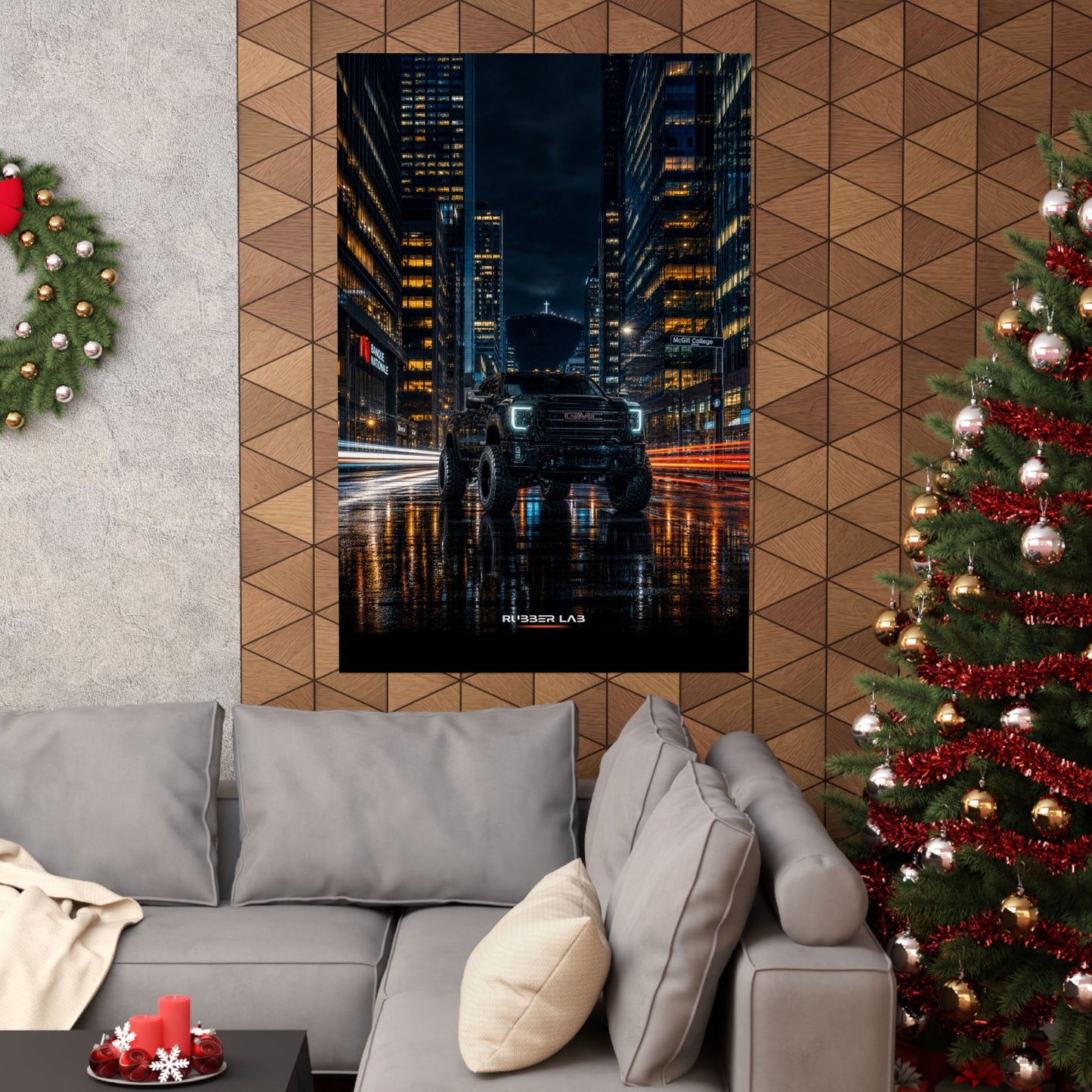 Matte Vertical Poster — Urban Night Truck Cityscape