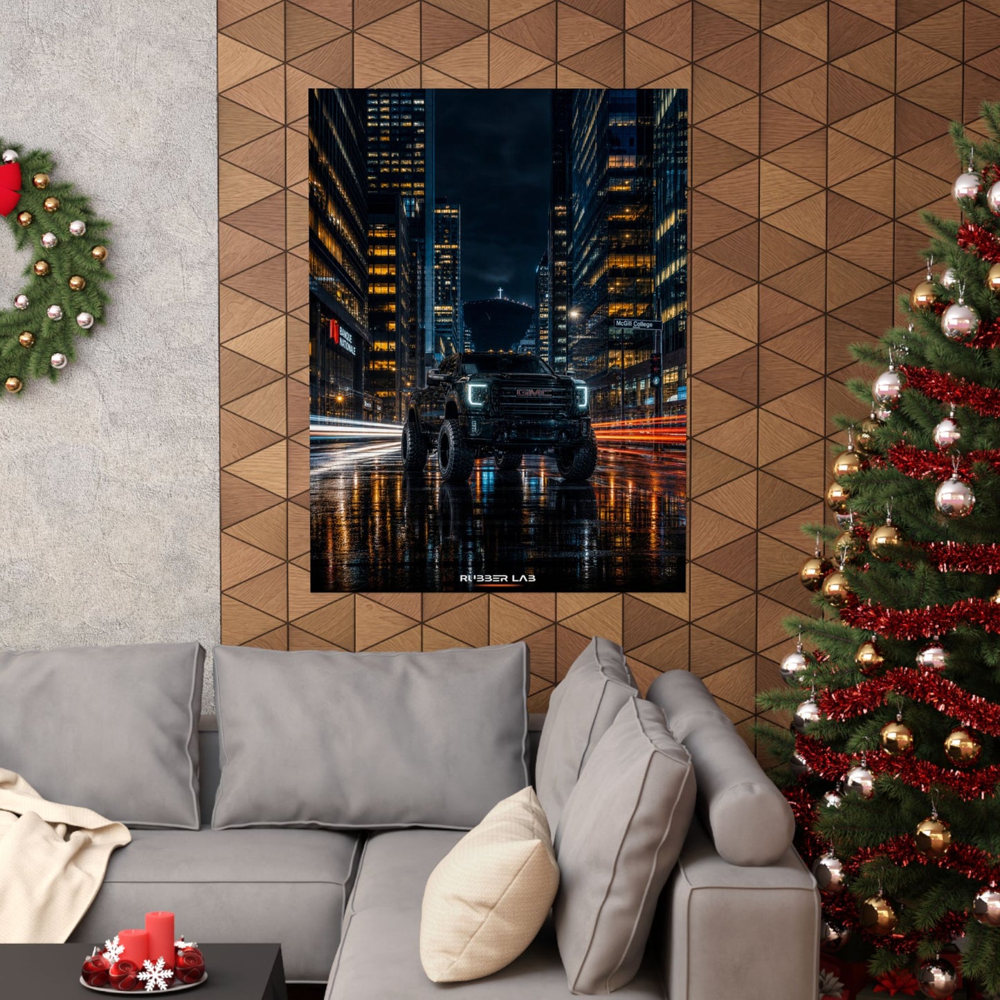Matte Vertical Poster — Urban Night Truck Cityscape