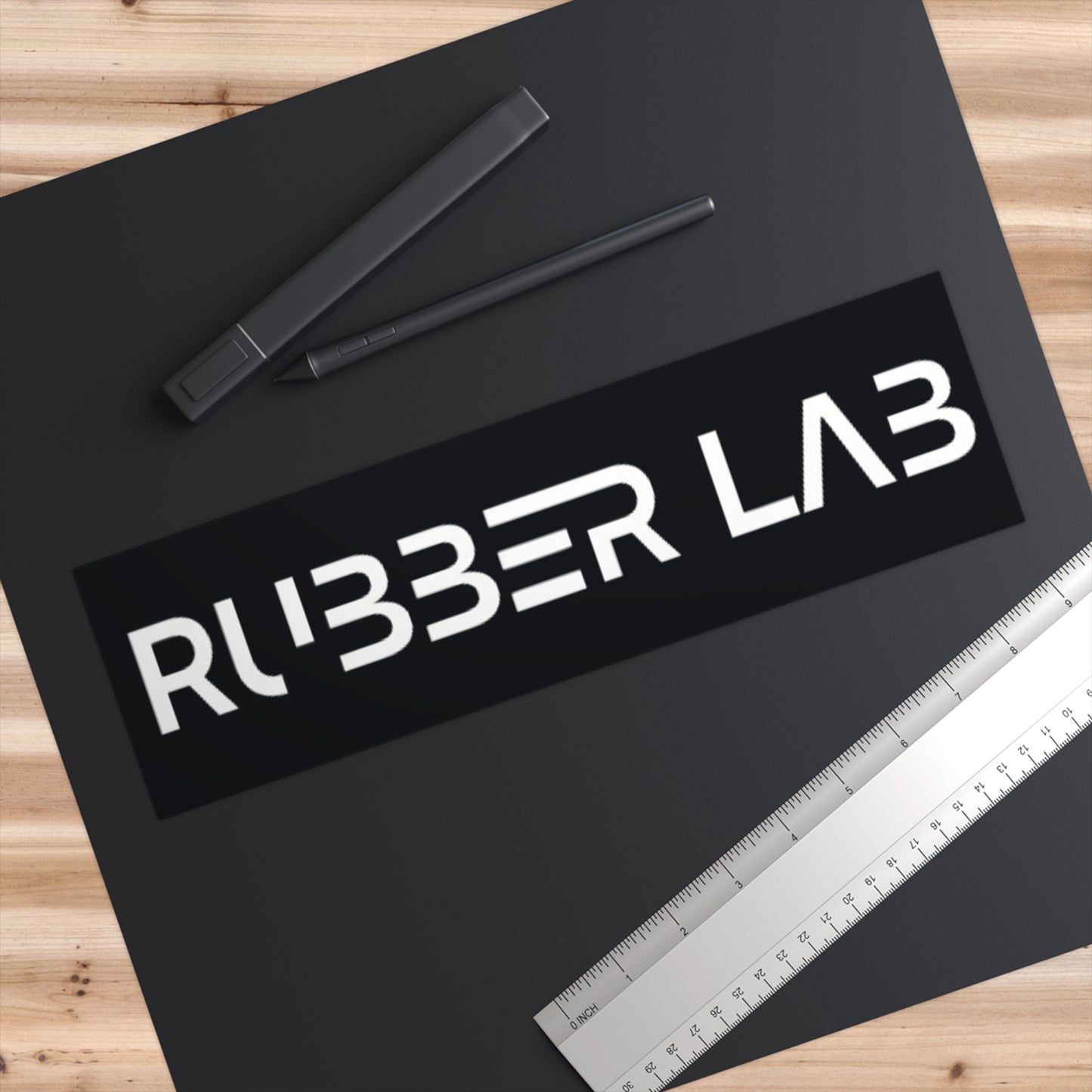 Bumper Sticker — 'Rubber Lab' Black Vinyl Logo Sticker