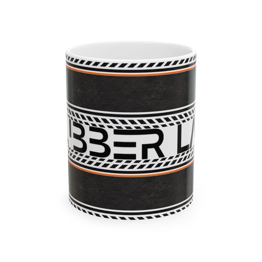 Ceramic Mug — 'BBBer Line' Tire-Track Design Coffee Cup (11oz & 15oz)