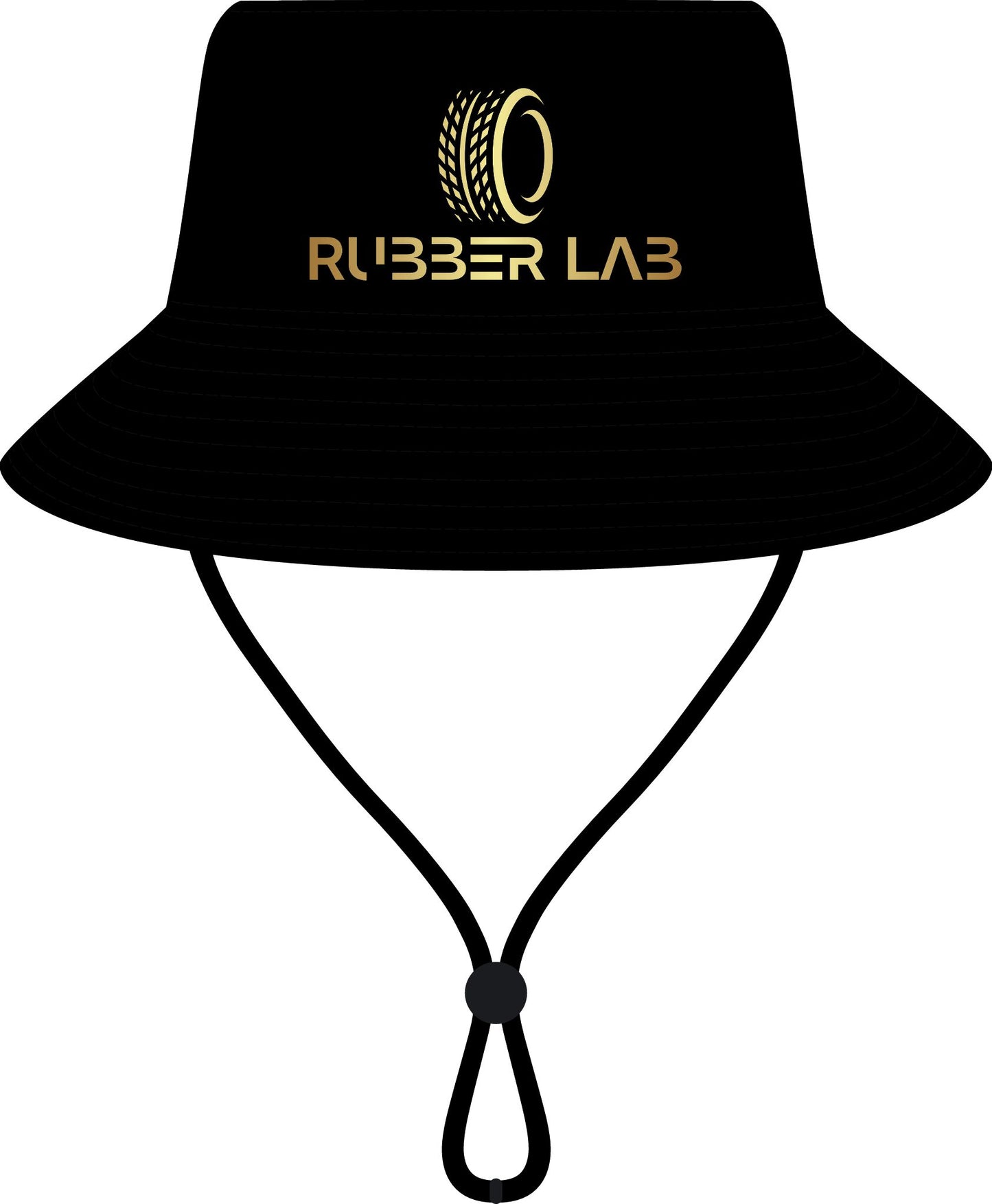 Rubber Lab Logo Bucket Hat - Nylon Wide Brim Sun Hat with Chin Strap