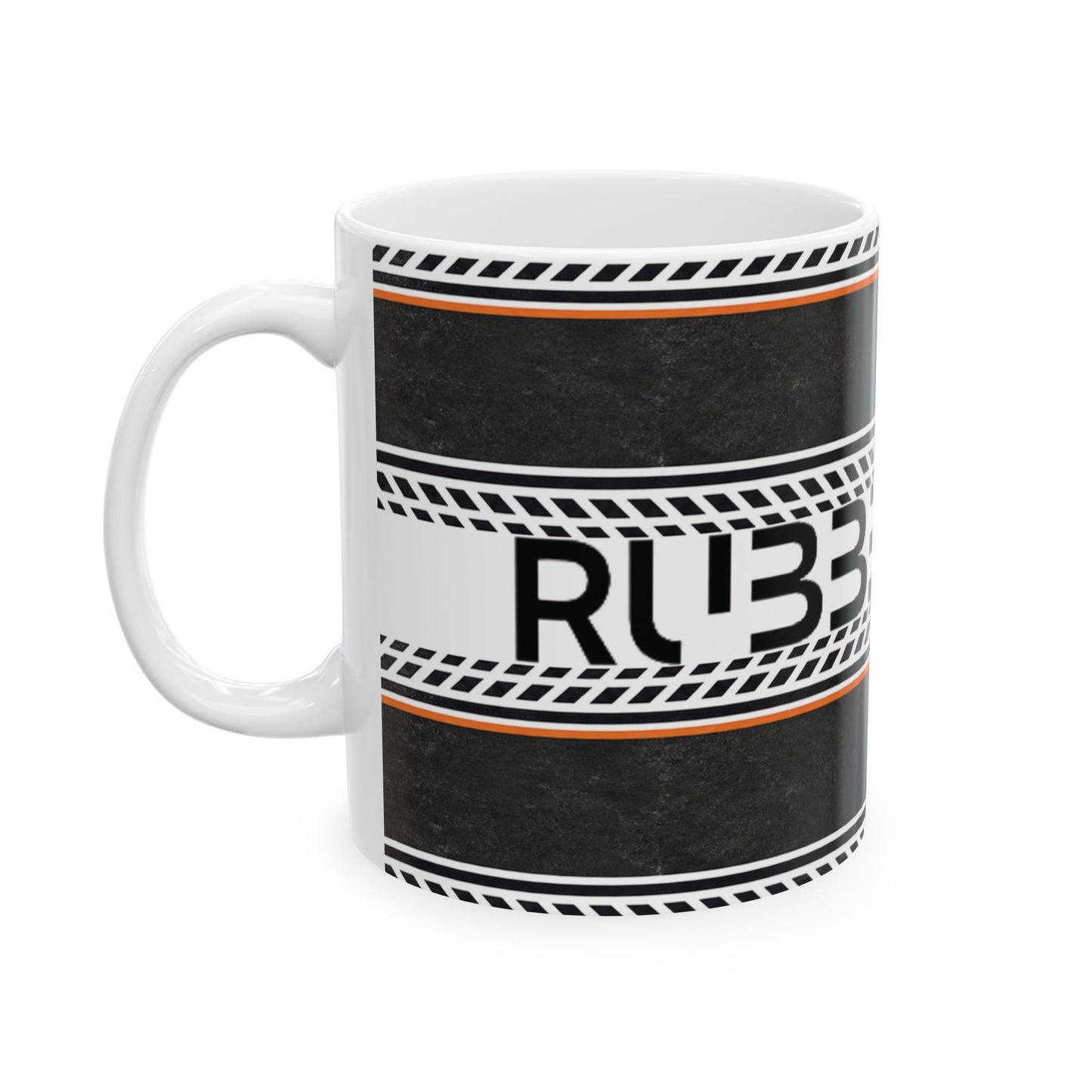 Ceramic Mug — 'BBBer Line' Tire-Track Design Coffee Cup (11oz & 15oz)