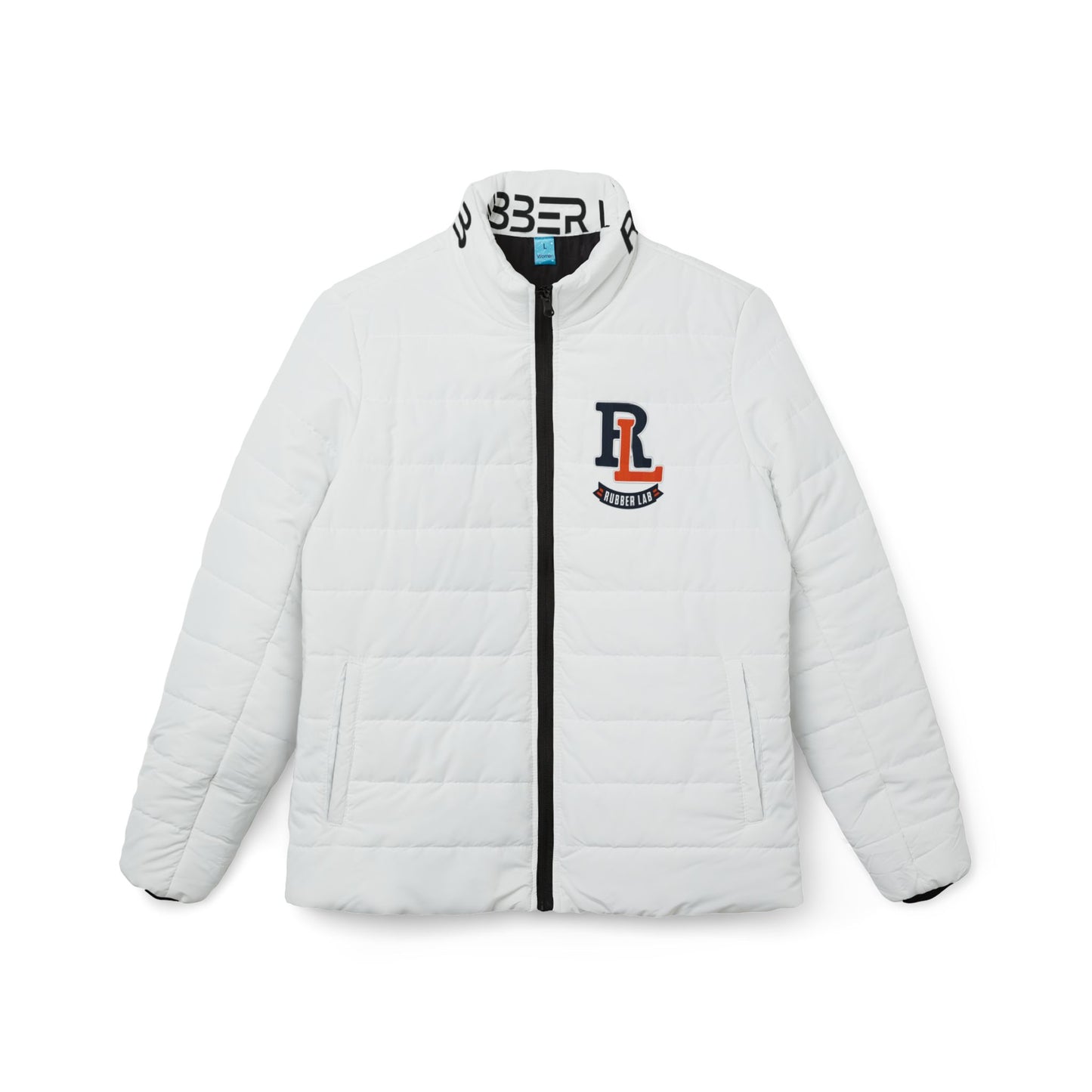 Women’s White Puffer Jacket — Monogram 'DL' Logo Quilted Outerwear
