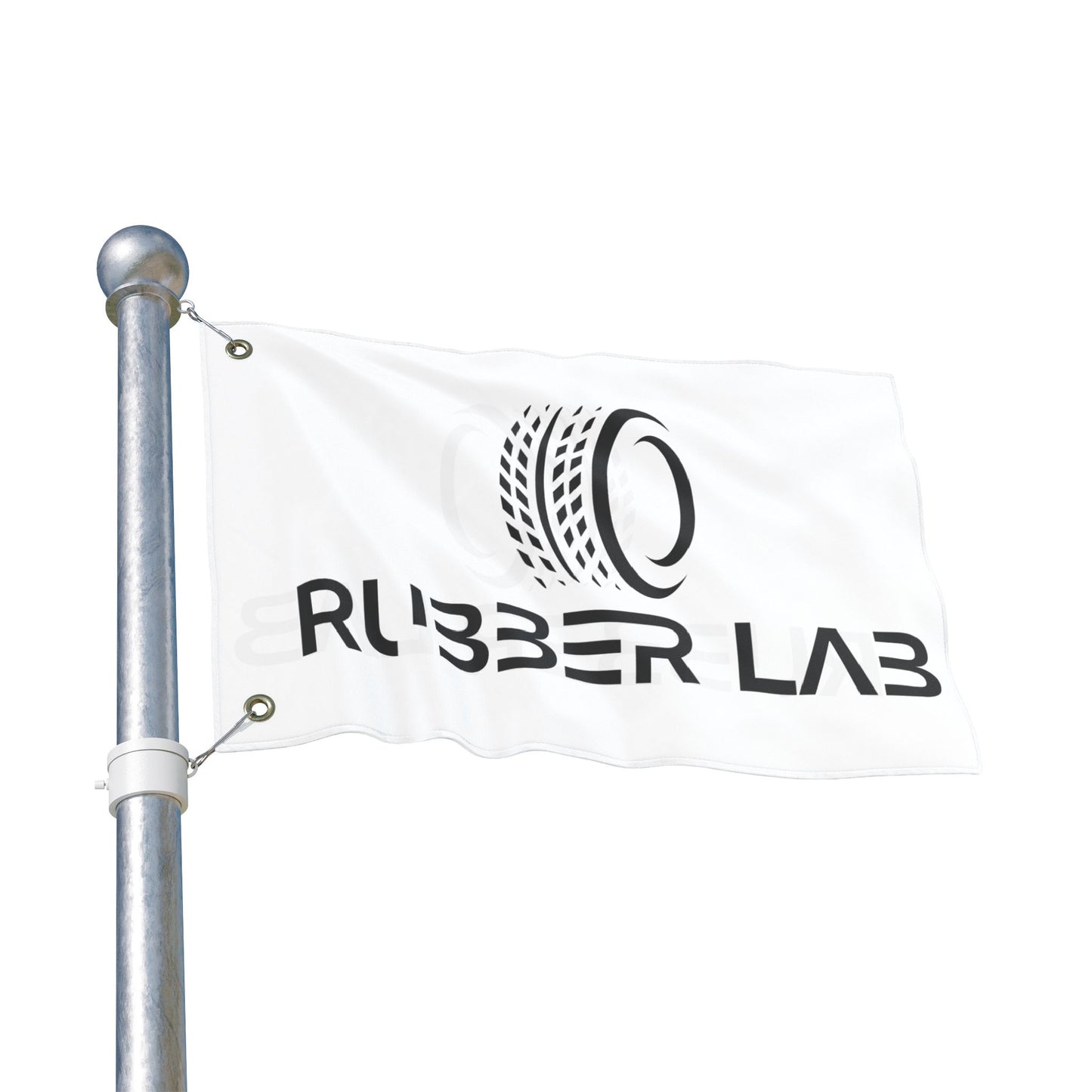Rubber Lab Logo Flag — Double-Sided Automotive Garage Banner