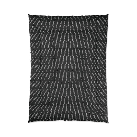 Black Script Stripe Comforter – Modern Monochrome Bedding