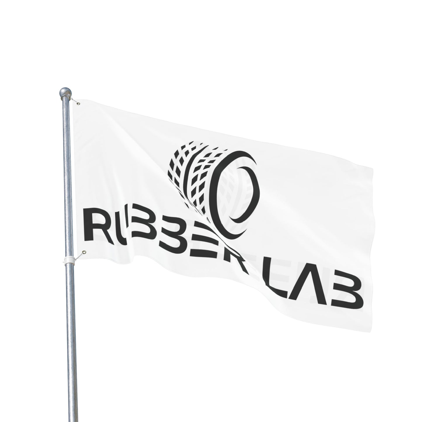 Rubber Lab Logo Flag — Double-Sided Automotive Garage Banner