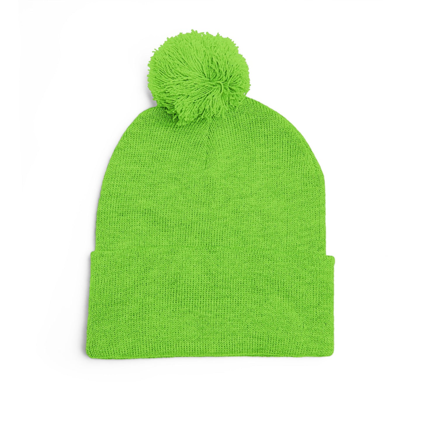 Embroidered Pom-Pom Knit Cap — Cozy Grey Beanie with 'RUBBER LAB' Logo