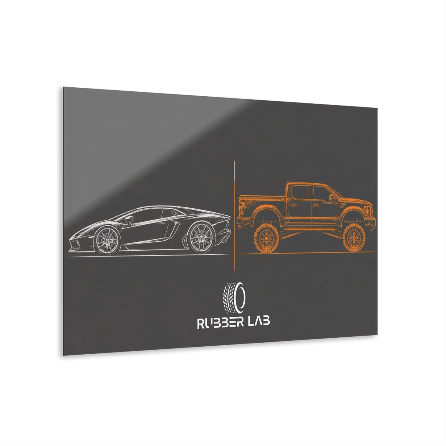 Acrylic Print - Sport Car vs Off‑Road Truck Illustration (French Cleat Hanging)