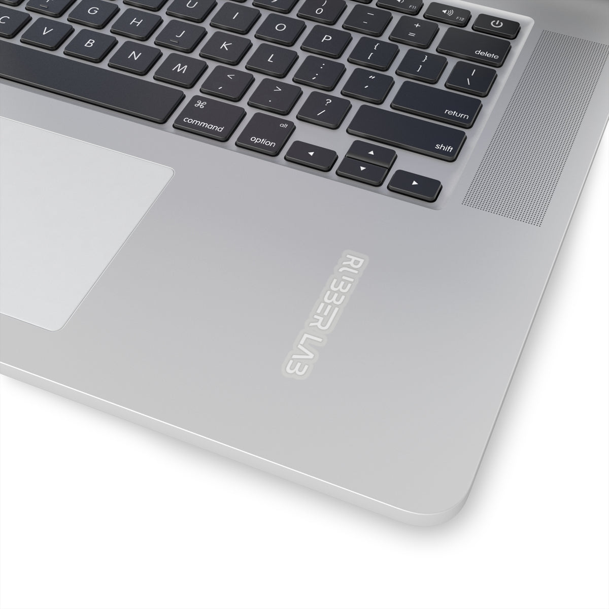 Vertical 'RUBBER LAB' Minimal White Kiss-Cut Sticker – Laptop Decal