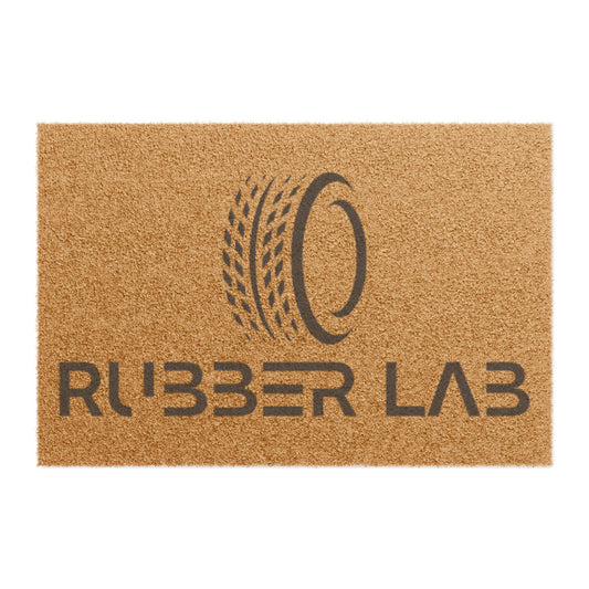 Rubber Lab Coir Doormat – Tire Logo Welcome Mat for Garage & Auto Shops