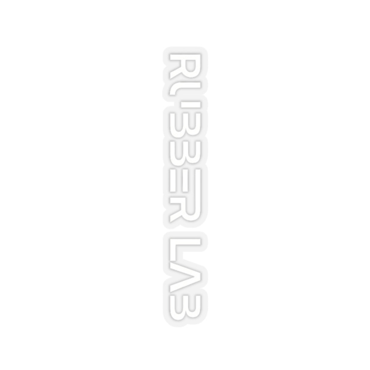Vertical 'RUBBER LAB' Minimal White Kiss-Cut Sticker – Laptop Decal