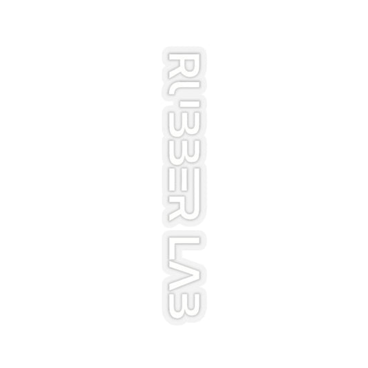 Vertical 'RUBBER LAB' Minimal White Kiss-Cut Sticker – Laptop Decal