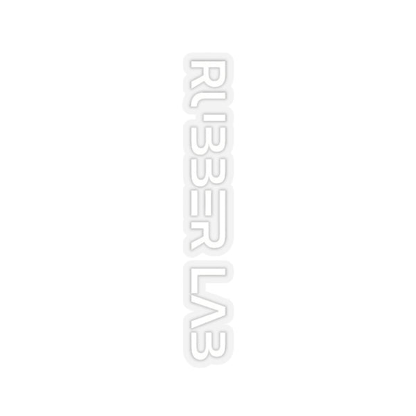 Vertical 'RUBBER LAB' Minimal White Kiss-Cut Sticker – Laptop Decal