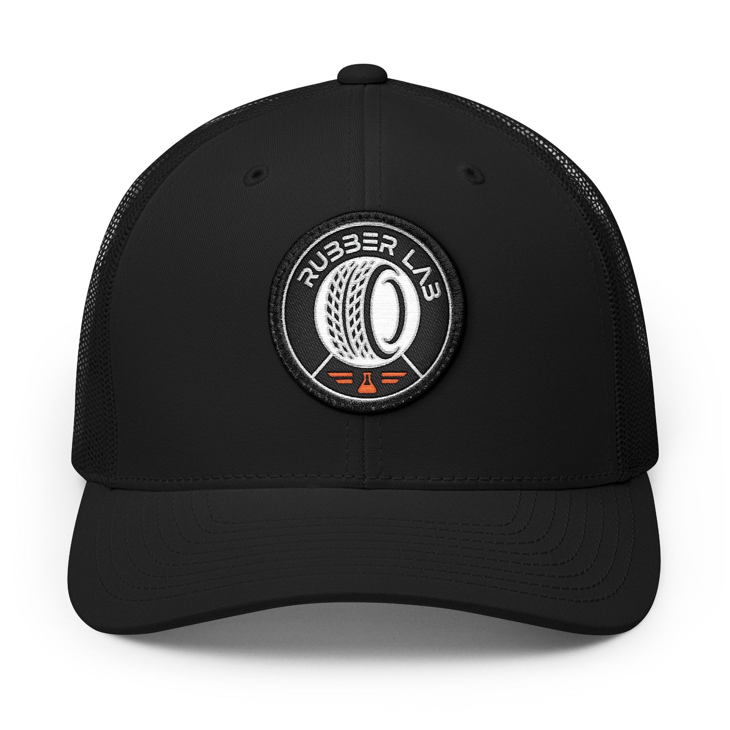 Embroidered Trucker Hat — Rubber Lab Tire Patch Snapback