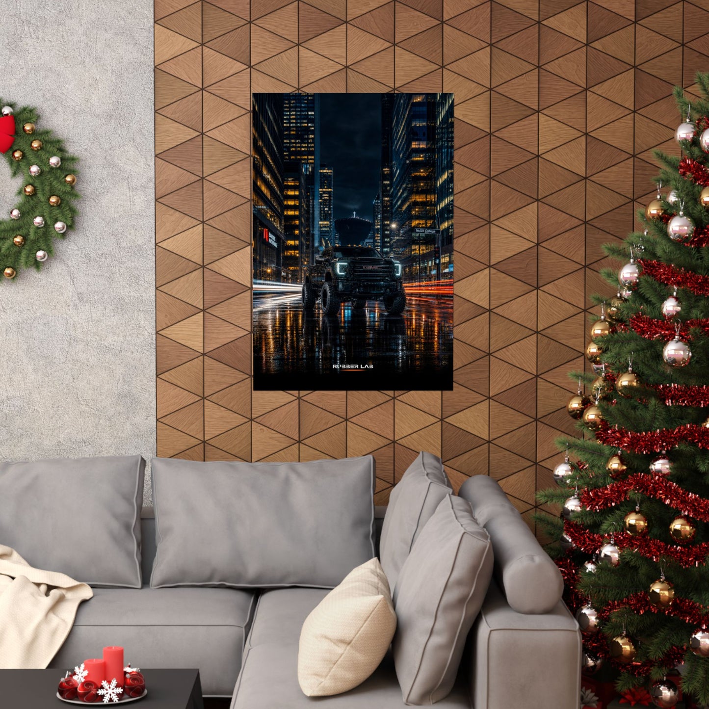 Matte Vertical Poster — Urban Night Truck Cityscape