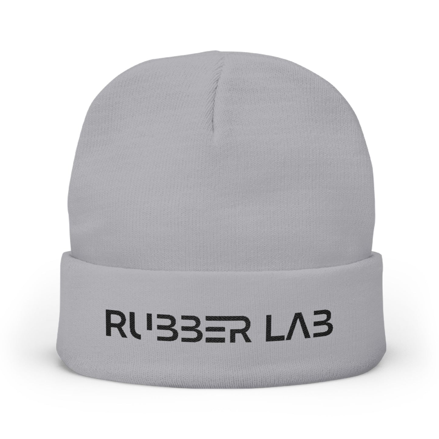 Embroidered 'RUBBER LAB' Knit Beanie — Warm Winter Hat for Tech & Lab Enthusiasts